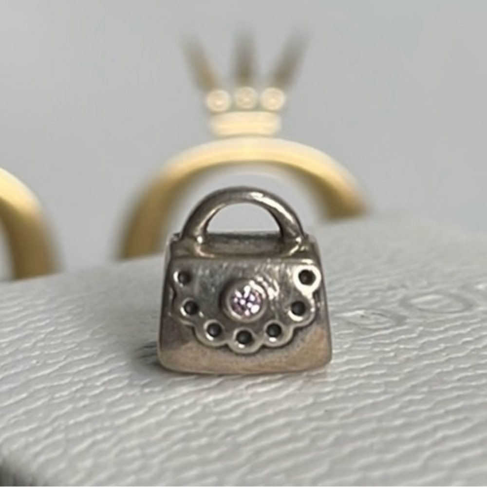 Pandora Pink CZ Threaded Purse Charm RETIRED RARE